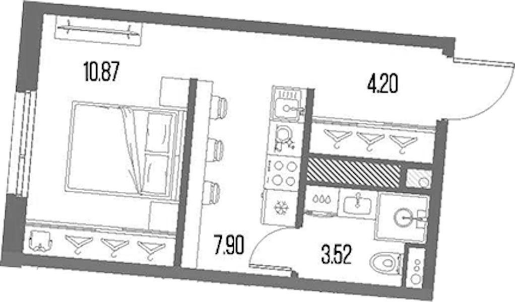 Квартира студия 26.5 м², 7/10 эт., ЖК «LEGENDA Васильевского»